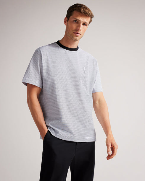 AEGEAN-Tops-Catch the wave and never let it go with AEGEAN. A modern design in a subtle wave pattern makes this stylish summer top unforgettable, while a short sleeve construction keeps it breezy for warm days.By choosing Ted Baker cotton products, you're supporting our investment in the Better Cotton Initiative's mission. This product is sourced via a system of mass balance and therefore may not contain Better Cotton. Graphic T-shirt 100% Cotton Striped graphic print Short sleeved Crew neck Relaxed fit Ell